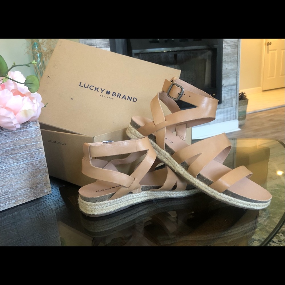 Lucky Brand Glaina Leather Espadrille Sandals